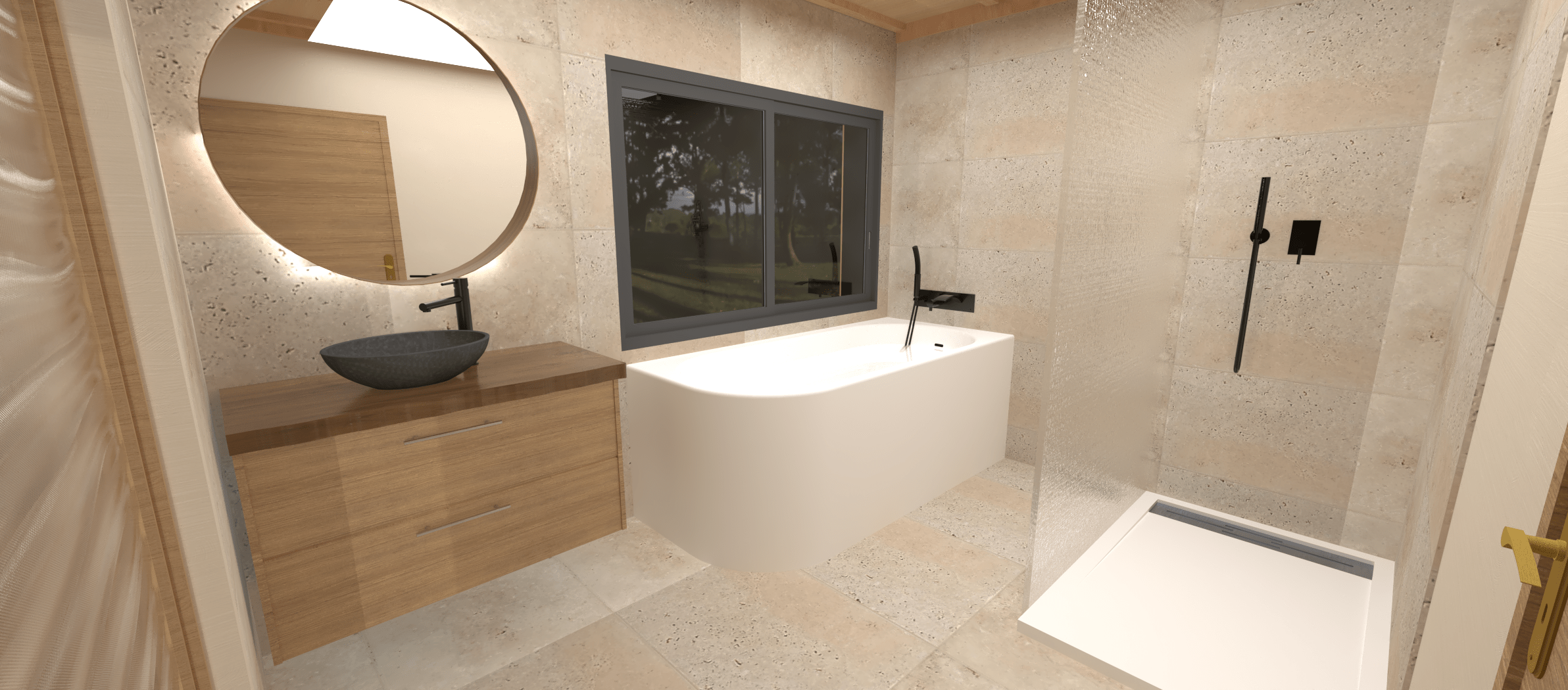 vue salle de bain lodge CMOB